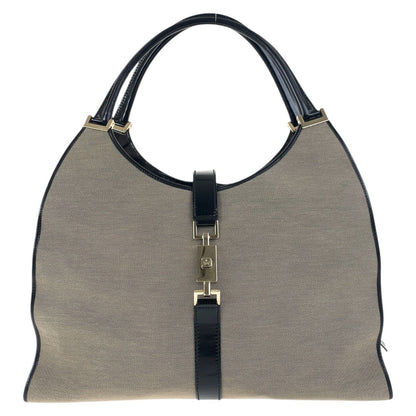 GUCCI Shoulder Bag 019 0345 Canvas, Leather Gray Beige Black Gold Metal Shoulder Bag Unisex Jackie Women Used Authentic