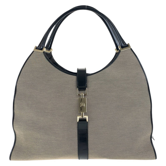 GUCCI Shoulder Bag 019 0345 Canvas, Leather Gray Beige Black Gold Metal Shoulder Bag Unisex Jackie Women Used Authentic