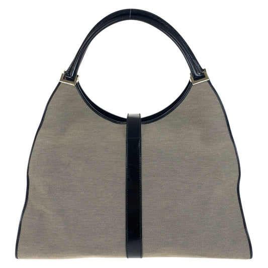 GUCCI Shoulder Bag 019 0345 Canvas, Leather Gray Beige Black Gold Metal Shoulder Bag Unisex Jackie Women Used Authentic