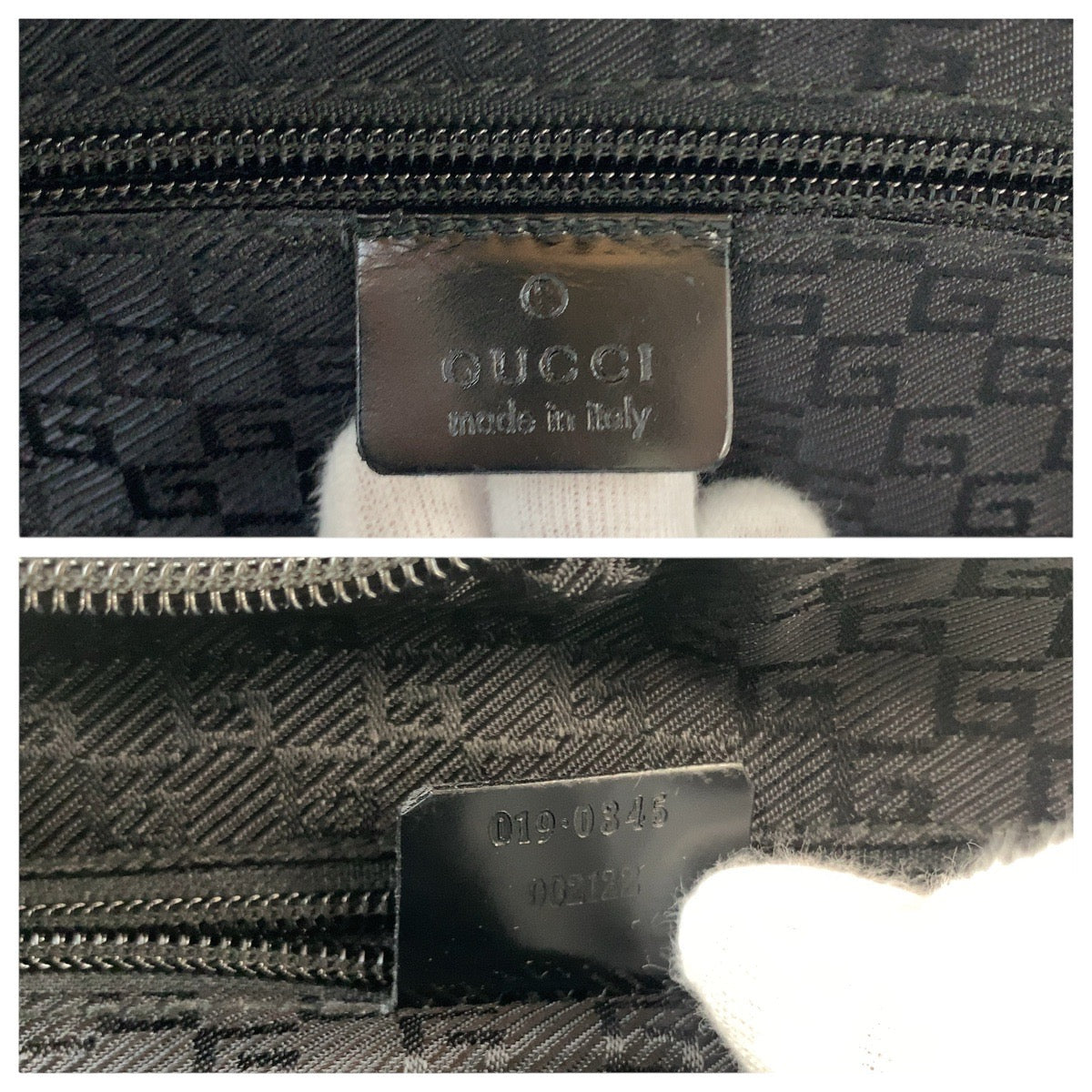 GUCCI Shoulder Bag 019 0345 Canvas, Leather Gray Beige Black Gold Metal Shoulder Bag Unisex Jackie Women Used Authentic