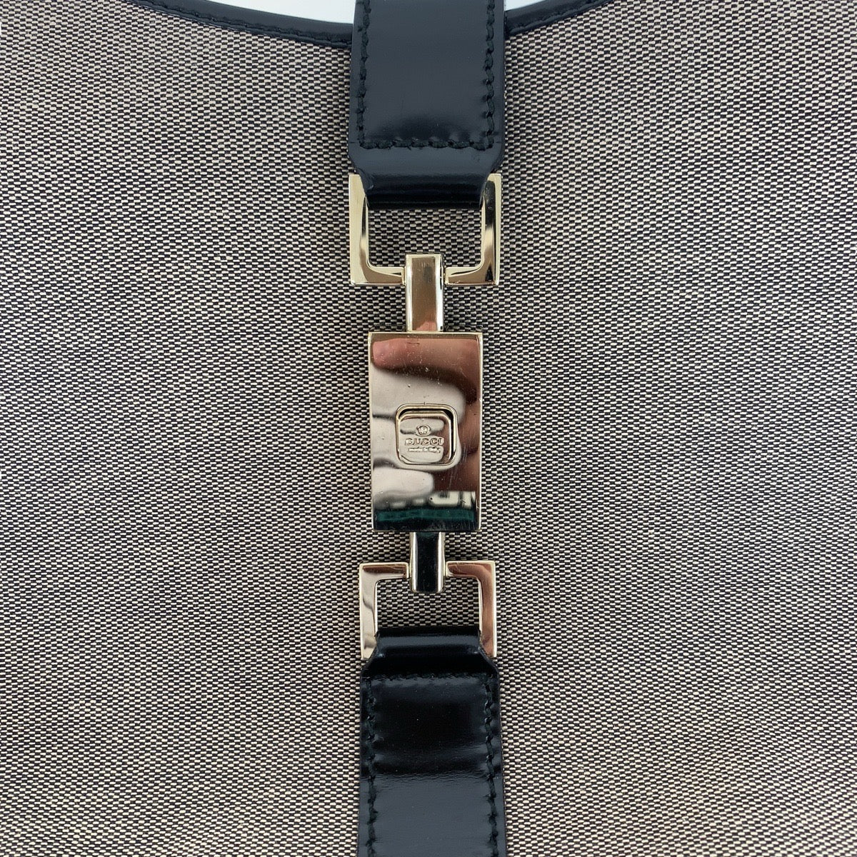 GUCCI Shoulder Bag 019 0345 Canvas, Leather Gray Beige Black Gold Metal Shoulder Bag Unisex Jackie Women Used Authentic