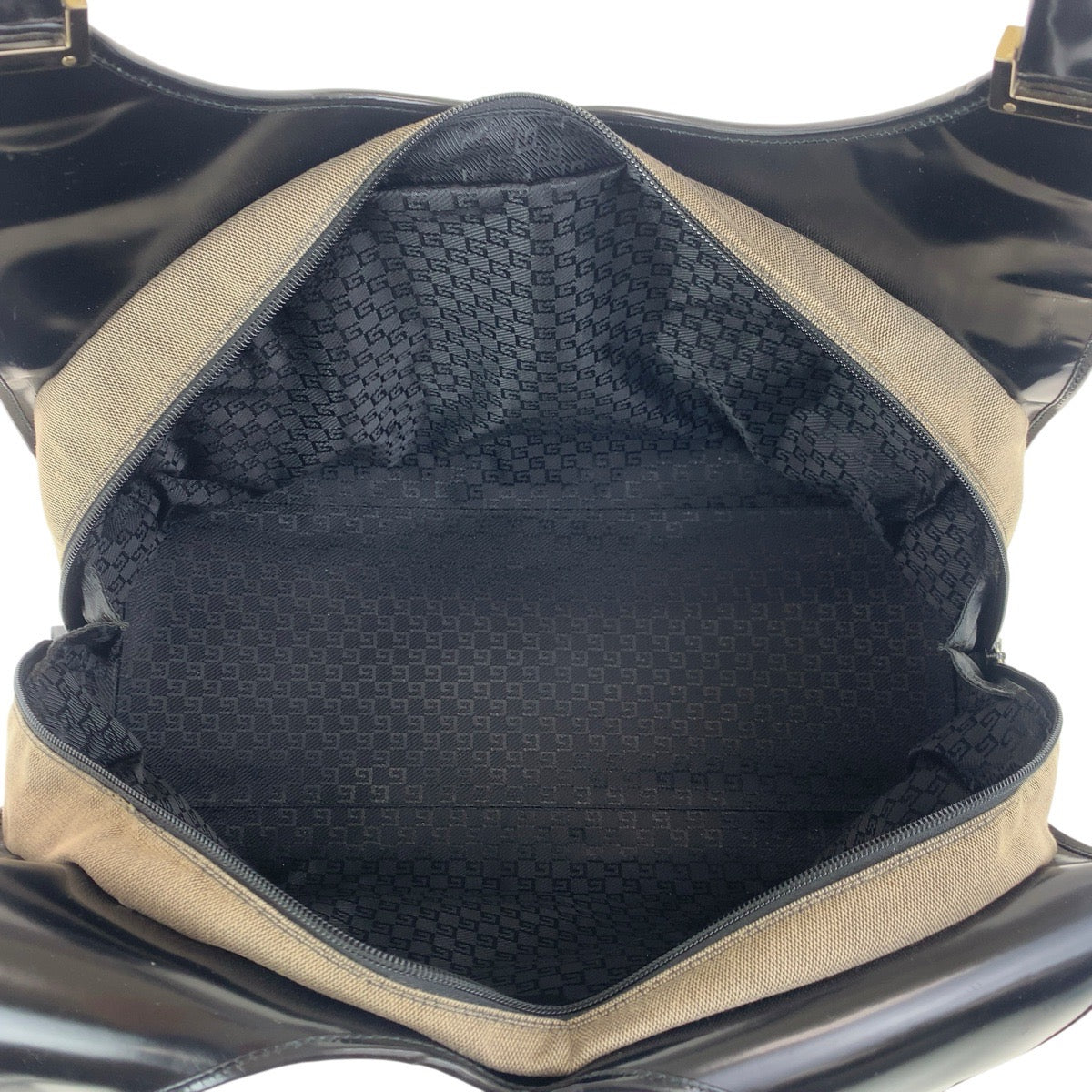 GUCCI Shoulder Bag 019 0345 Canvas, Leather Gray Beige Black Gold Metal Shoulder Bag Unisex Jackie Women Used Authentic