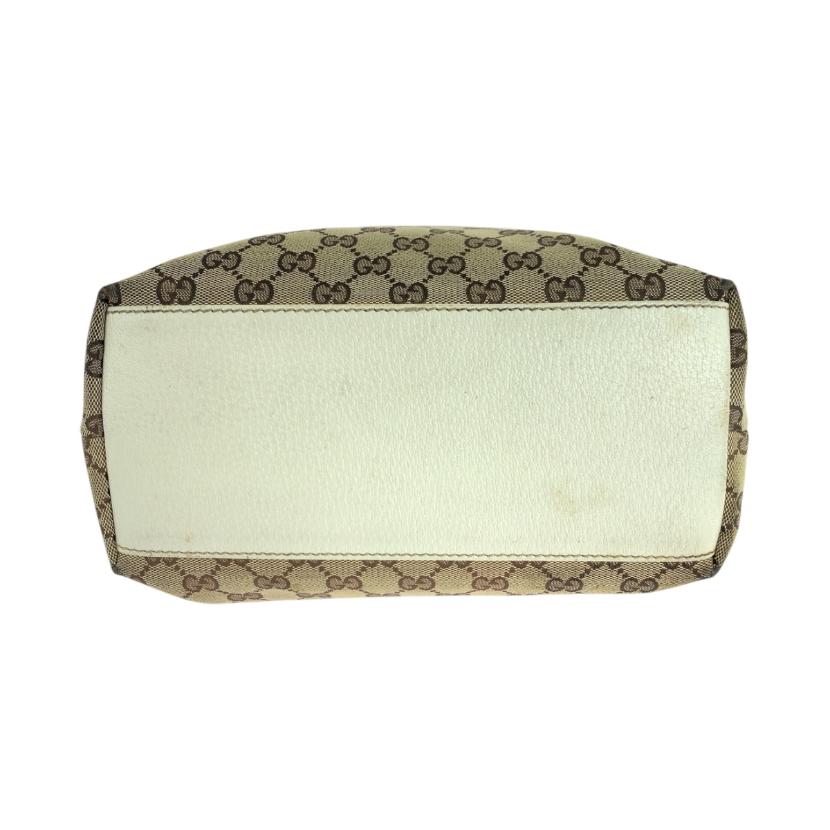 GUCCI Tote Bag 153009 GG canvas Beige White Gold Metal Tote Bag Shoulder Bag Women Used Authentic