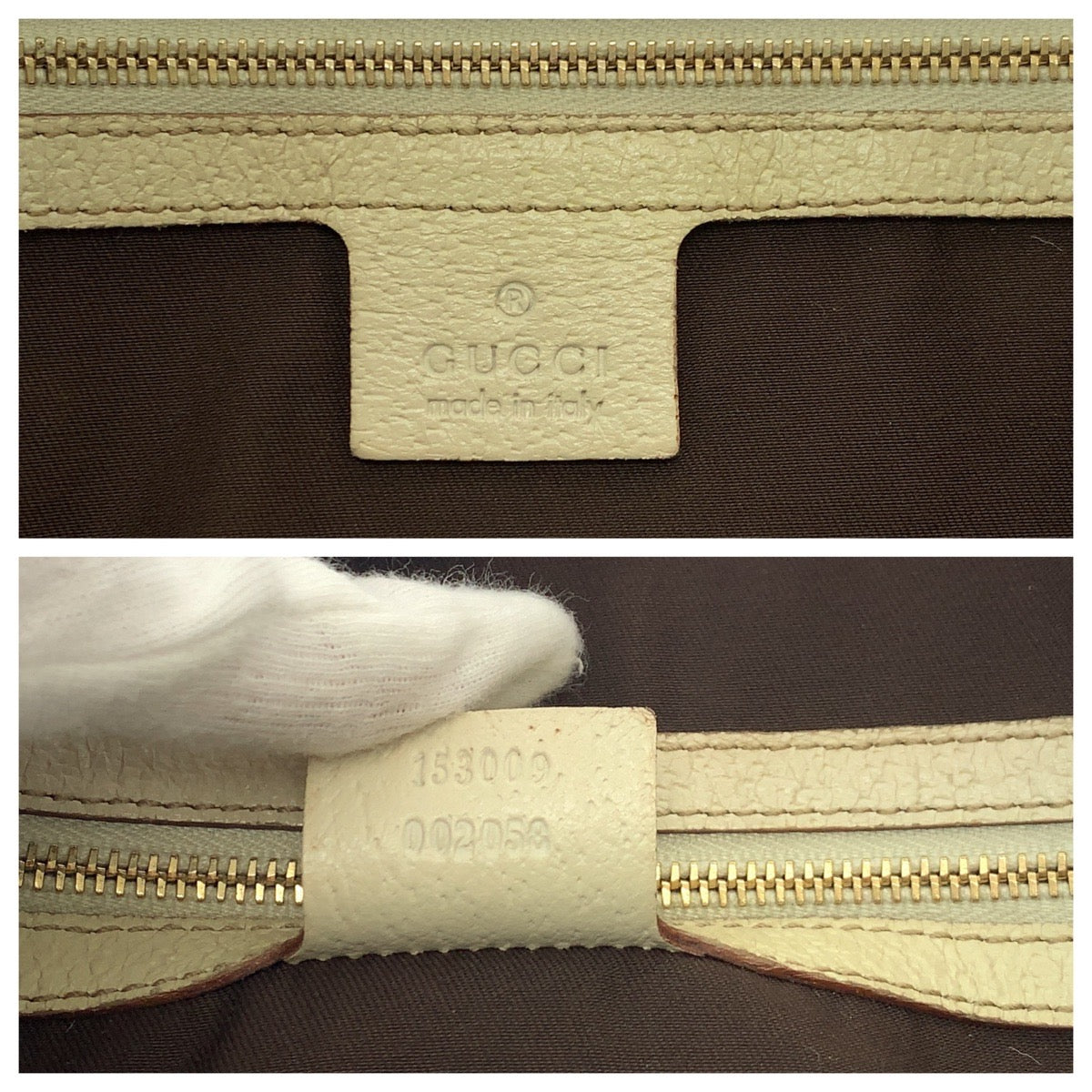 GUCCI Tote Bag 153009 GG canvas Beige White Gold Metal Tote Bag Shoulder Bag Women Used Authentic