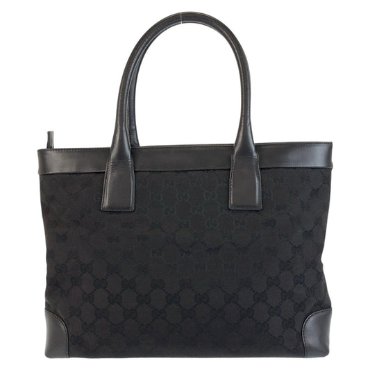 GUCCI Tote Bag 002 1119 GG canvas, leather Black black Tote Bag Shoulder Bag Women Used Authentic