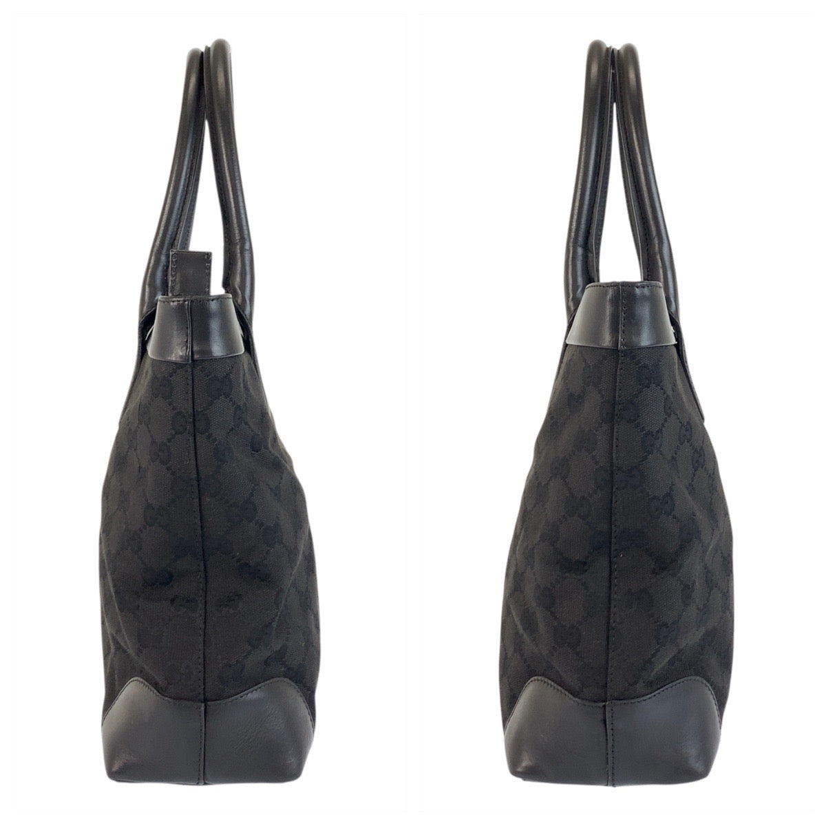 GUCCI Tote Bag 002 1119 GG canvas, leather Black black Tote Bag Shoulder Bag Women Used Authentic