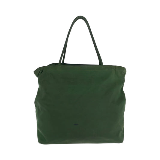 PRADA Tote Bag Nylon Khaki SilverMetal Tote Bag handbag Test Triangle With logo Women Used Authentic