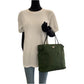 PRADA Tote Bag Nylon Khaki SilverMetal Tote Bag handbag Test Triangle With logo Women Used Authentic