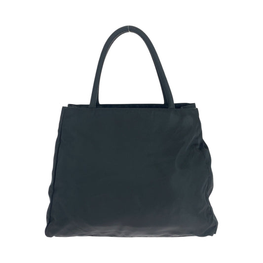 PRADA Tote Bag Nylon Black SilverMetal Tote Bag handbag Test Triangle With logo Women Used Authentic