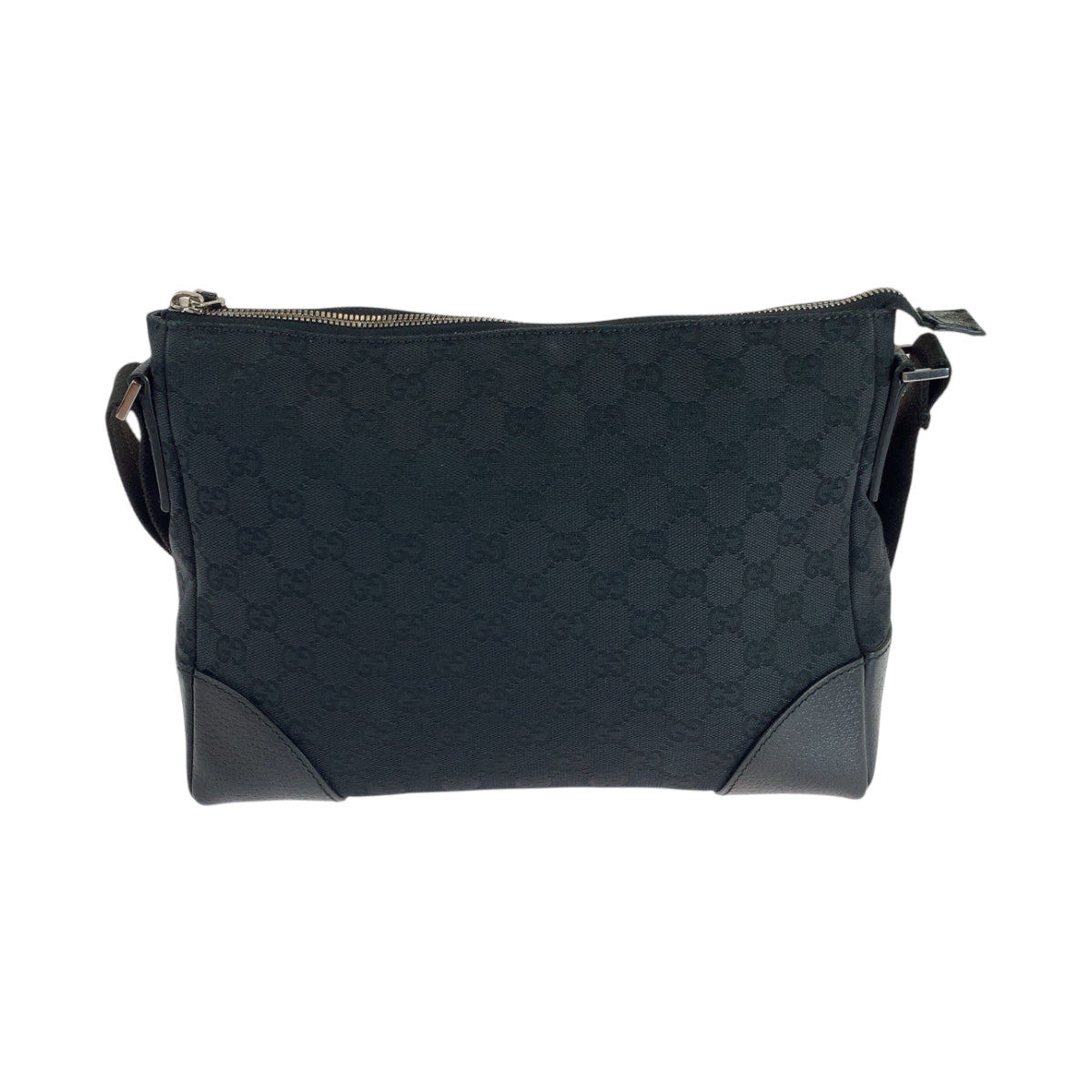 GUCCI Shoulder Bag 114273 GG canvas Black SilverMetal Shoulder Bag Crossbody Women Used Authentic
