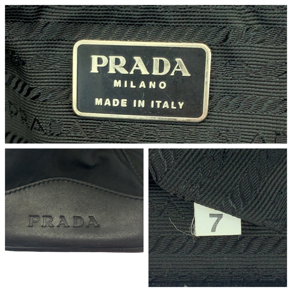 PRADA Tote Bag Nylon, Leather Black SilverMetal Tote Bag Shoulder Bag Test logo Women Used Authentic