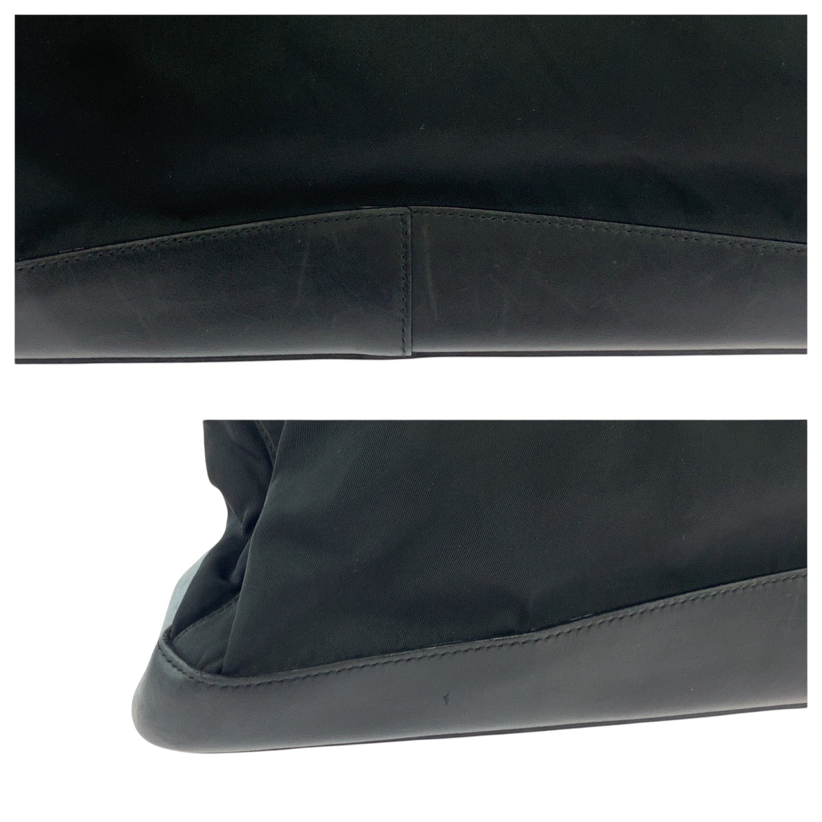 PRADA Tote Bag Nylon, Leather Black SilverMetal Tote Bag Shoulder Bag Test logo Women Used Authentic