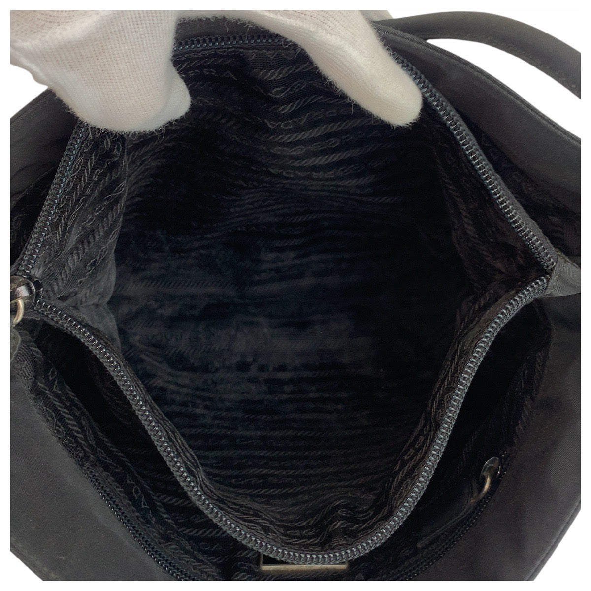 PRADA Tote Bag Nylon black Tote Bag Shoulder Bag Test Triangle With logo Women Used Authentic