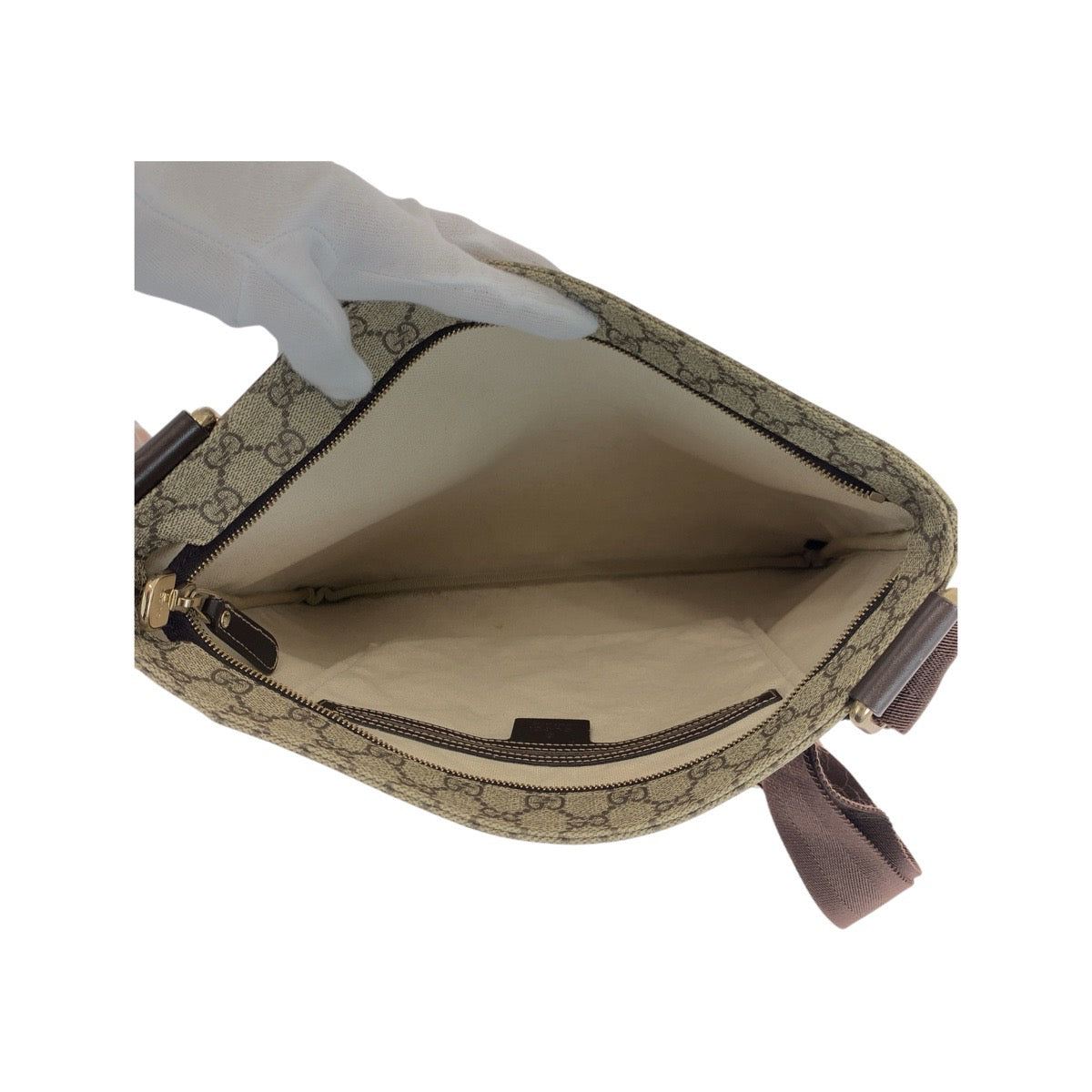 GUCCI Shoulder Bag 201446 GG Supreme canvas, leather Beige Brown Gold Metal Shoulder Bag Messenger bag Women Used Authentic
