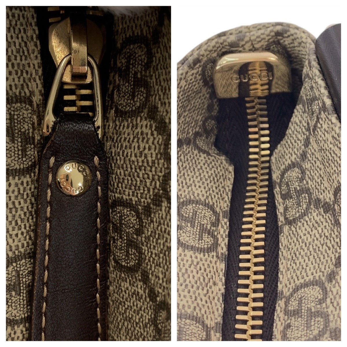 GUCCI Shoulder Bag 201446 GG Supreme canvas, leather Beige Brown Gold Metal Shoulder Bag Messenger bag Women Used Authentic
