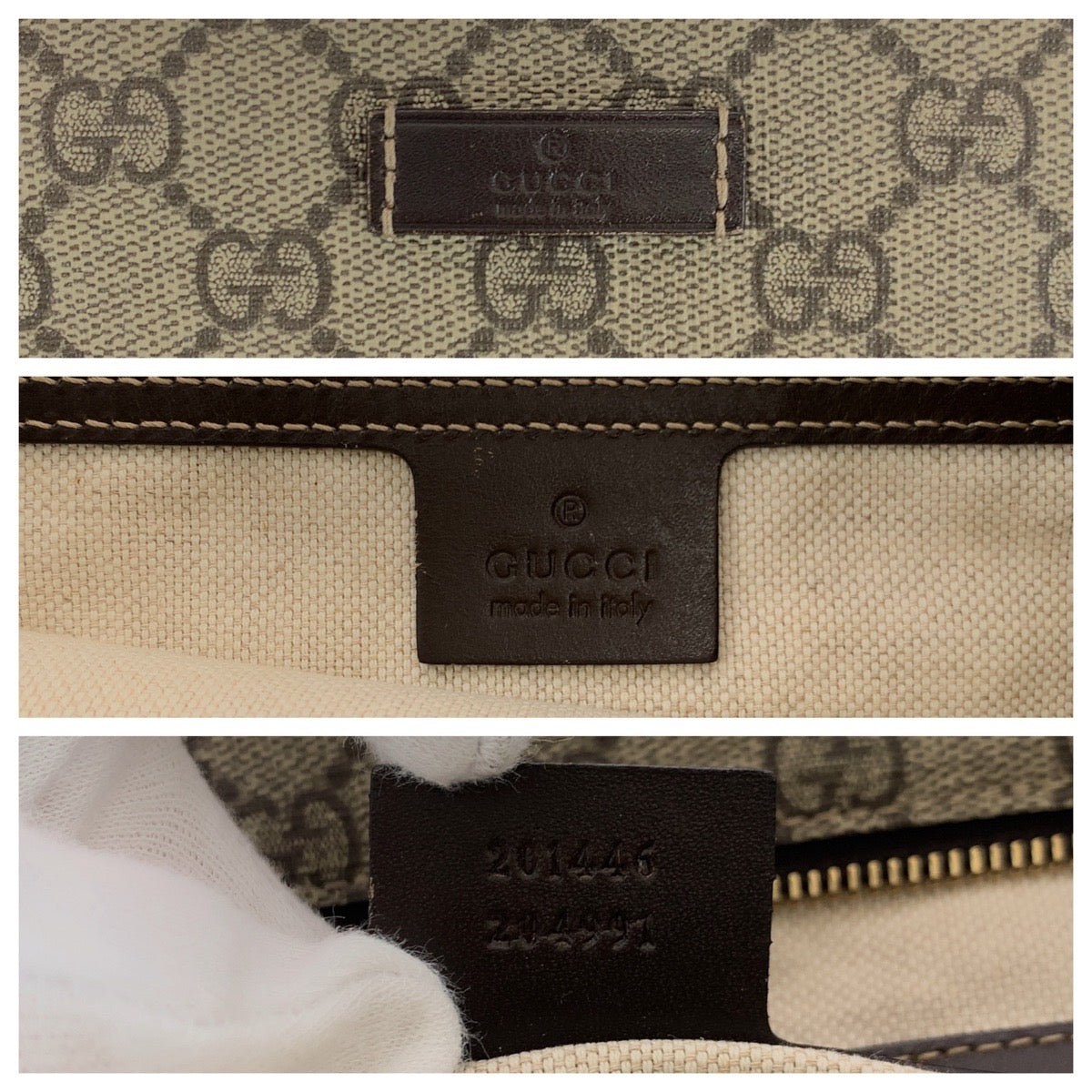 GUCCI Shoulder Bag 201446 GG Supreme canvas, leather Beige Brown Gold Metal Shoulder Bag Messenger bag Women Used Authentic