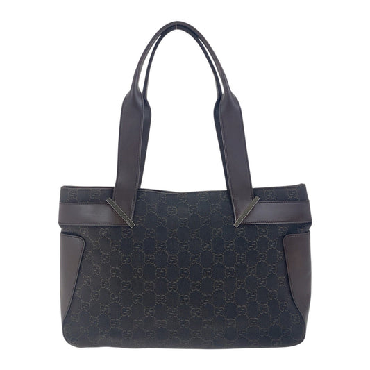 GUCCI Tote Bag 73983 GG canvas Brown Silver Metal Tote Bag Shoulder Bag Women Used Authentic