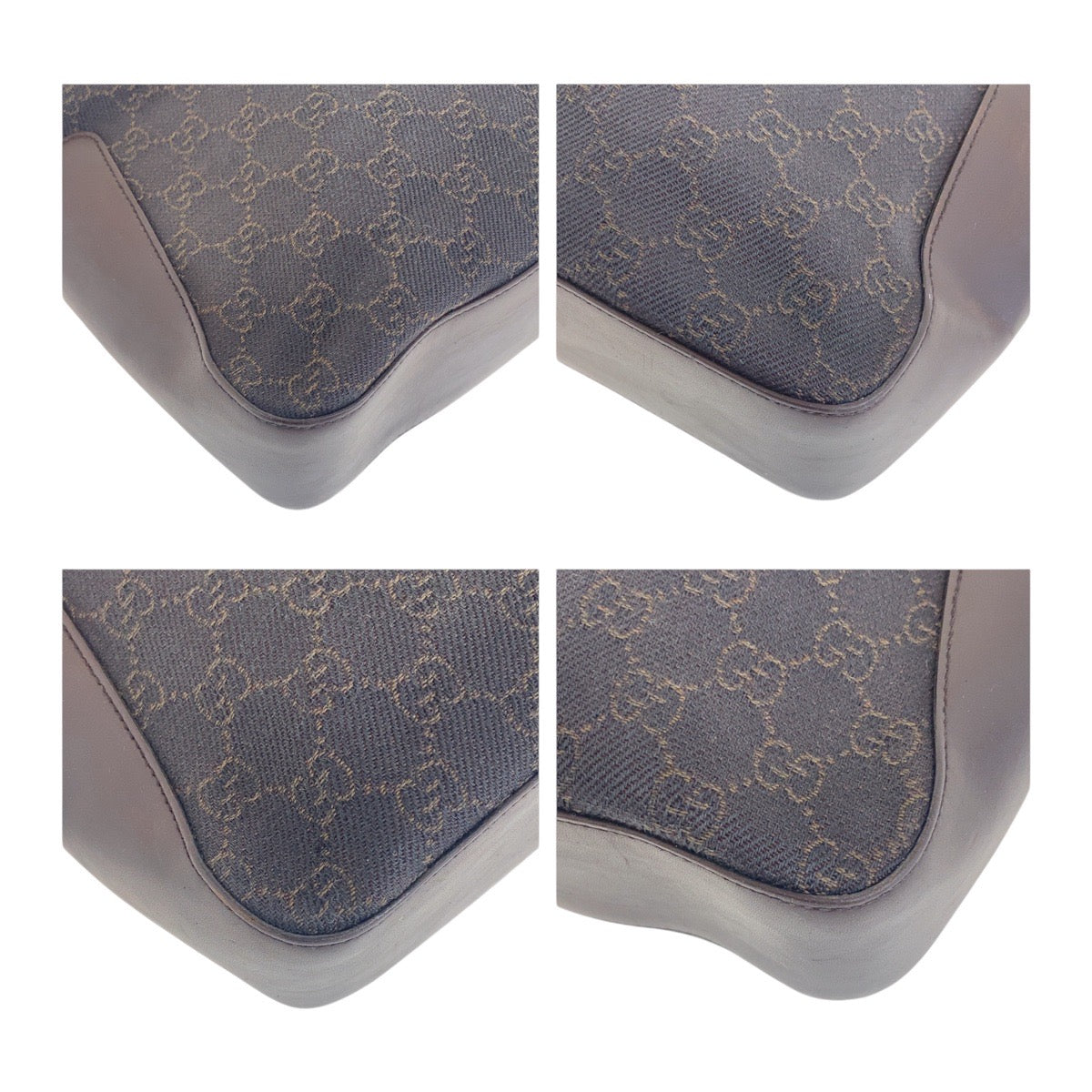 GUCCI Tote Bag 73983 GG canvas Brown Silver Metal Tote Bag Shoulder Bag Women Used Authentic