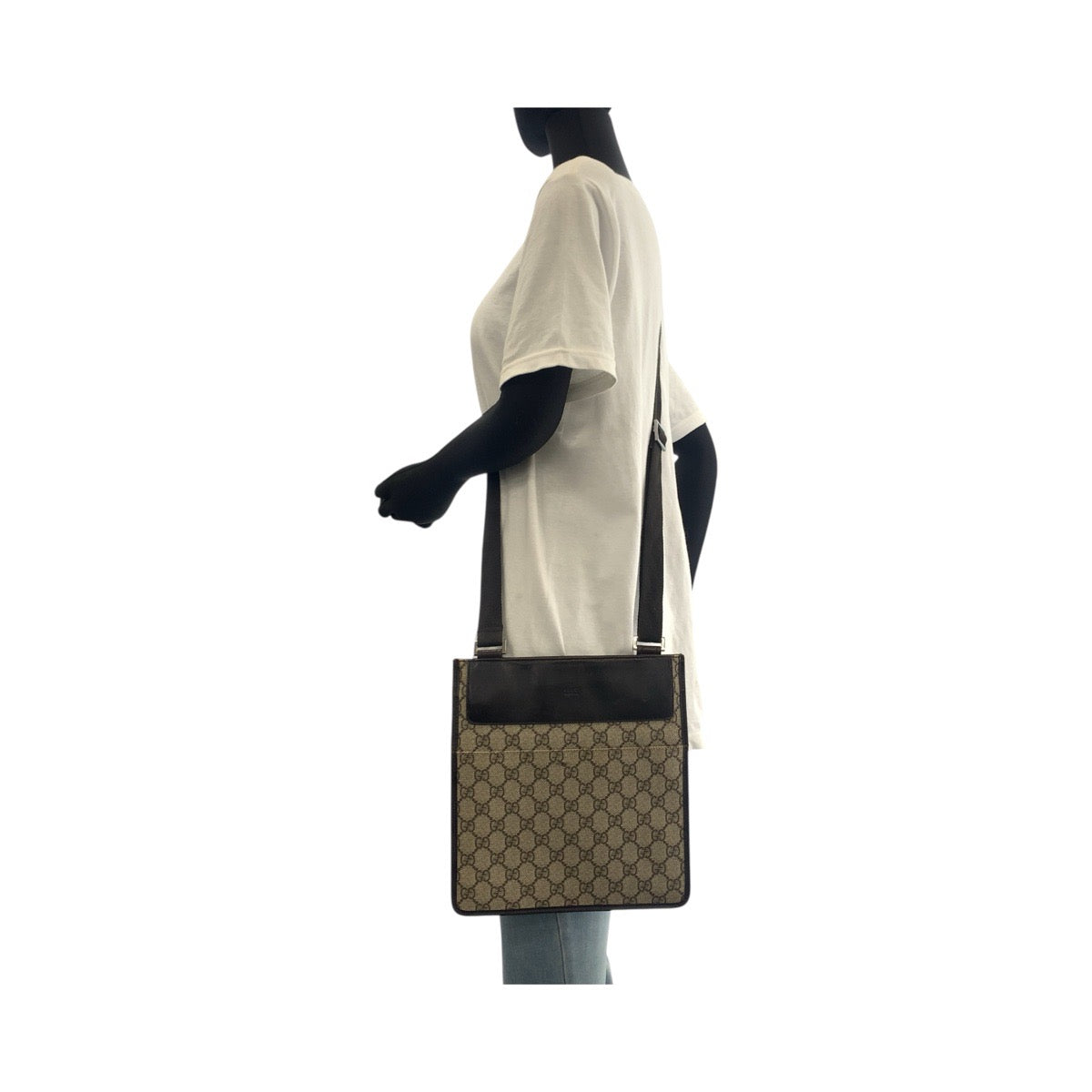GUCCI Shoulder Bag 27639 GG Supreme canvas, leather Brown Silver Metal Shoulder Bag pochette Women Used Authentic