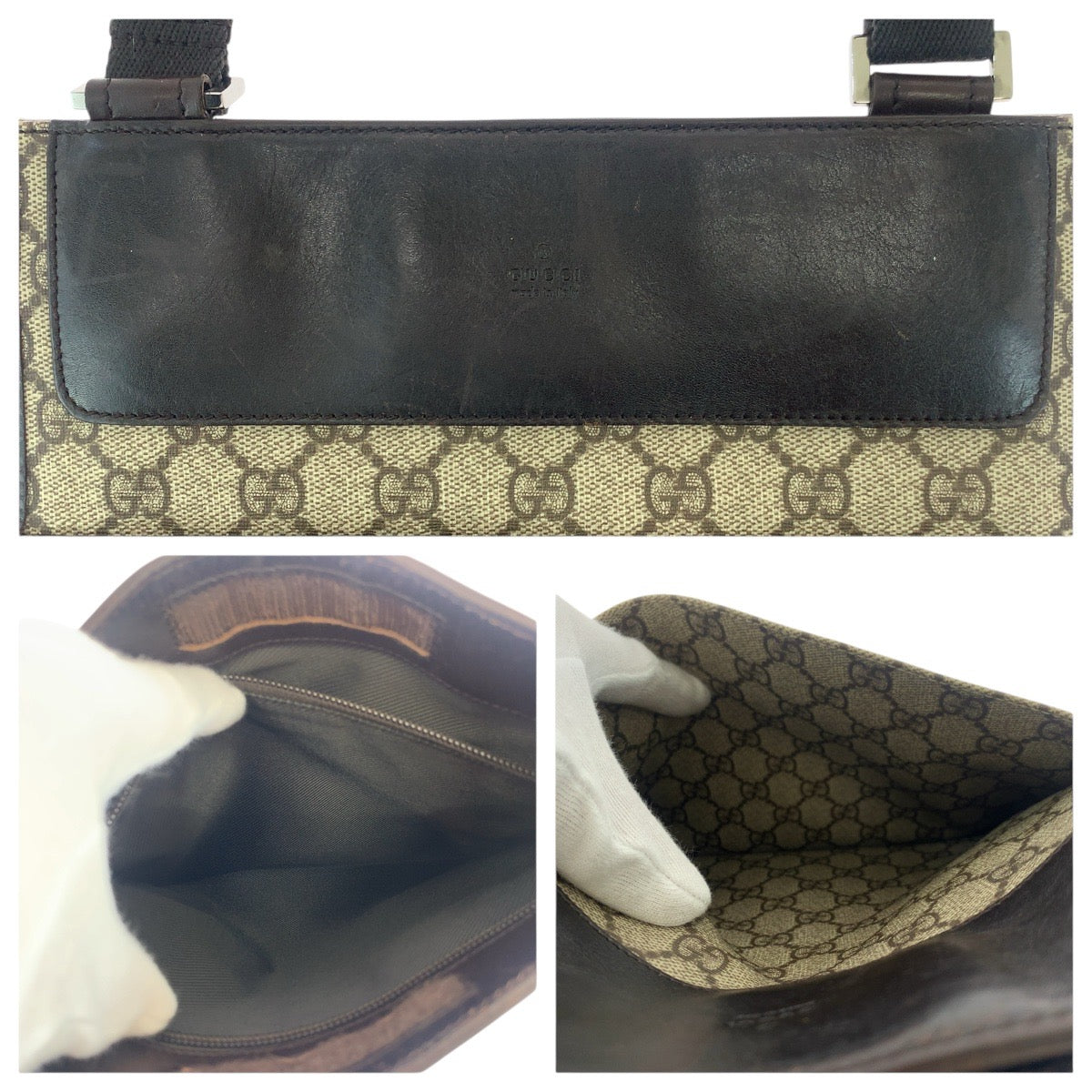 GUCCI Shoulder Bag 27639 GG Supreme canvas, leather Brown Silver Metal Shoulder Bag pochette Women Used Authentic