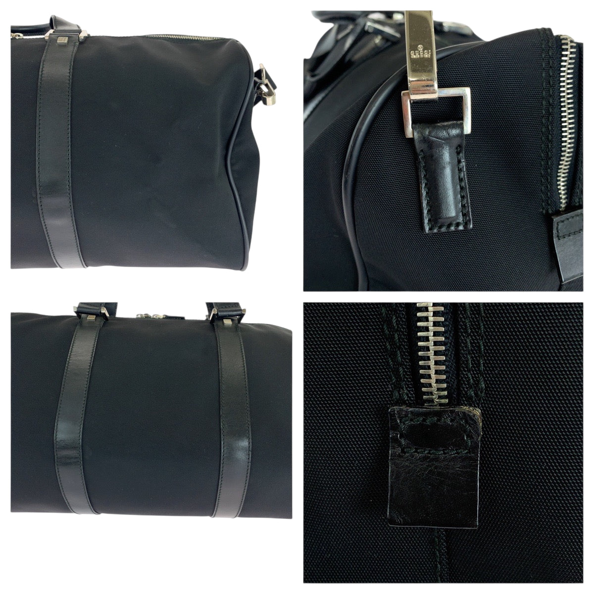 GUCCI Boston Duffel bag 012 0399 Nylon Black SilverMetal Shoulder Bag Boston Duffel bag 2way mens Used Authentic