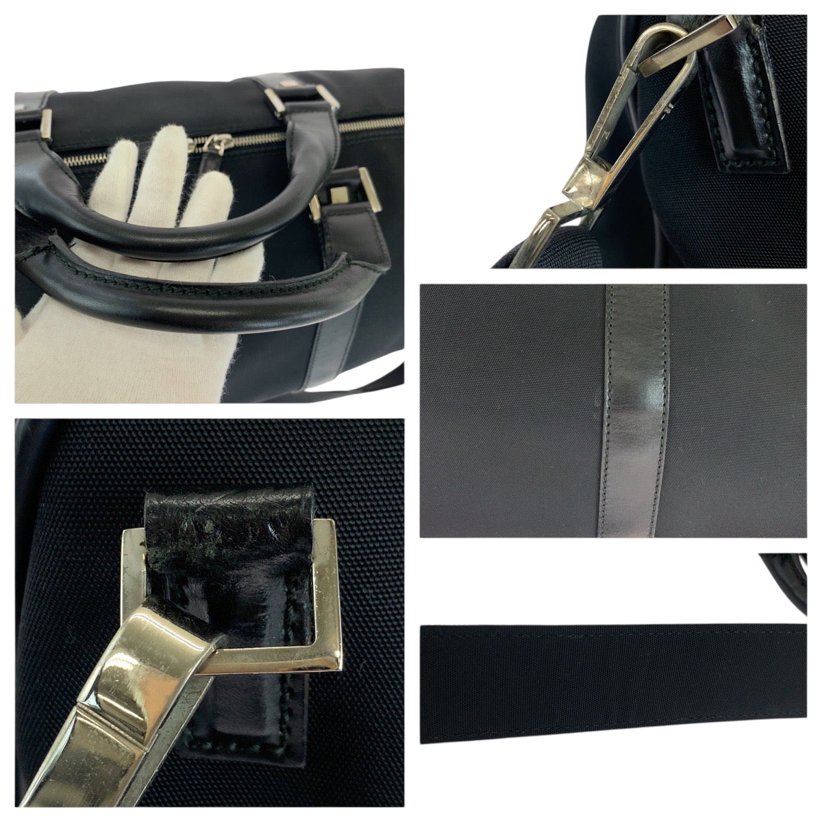 GUCCI Boston Duffel bag 012 0399 Nylon Black SilverMetal Shoulder Bag Boston Duffel bag 2way mens Used Authentic