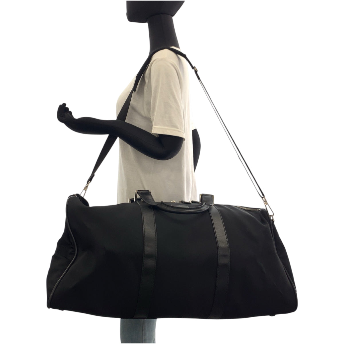 GUCCI Boston Duffel bag 012 0399 Nylon Black SilverMetal Shoulder Bag Boston Duffel bag 2way mens Used Authentic