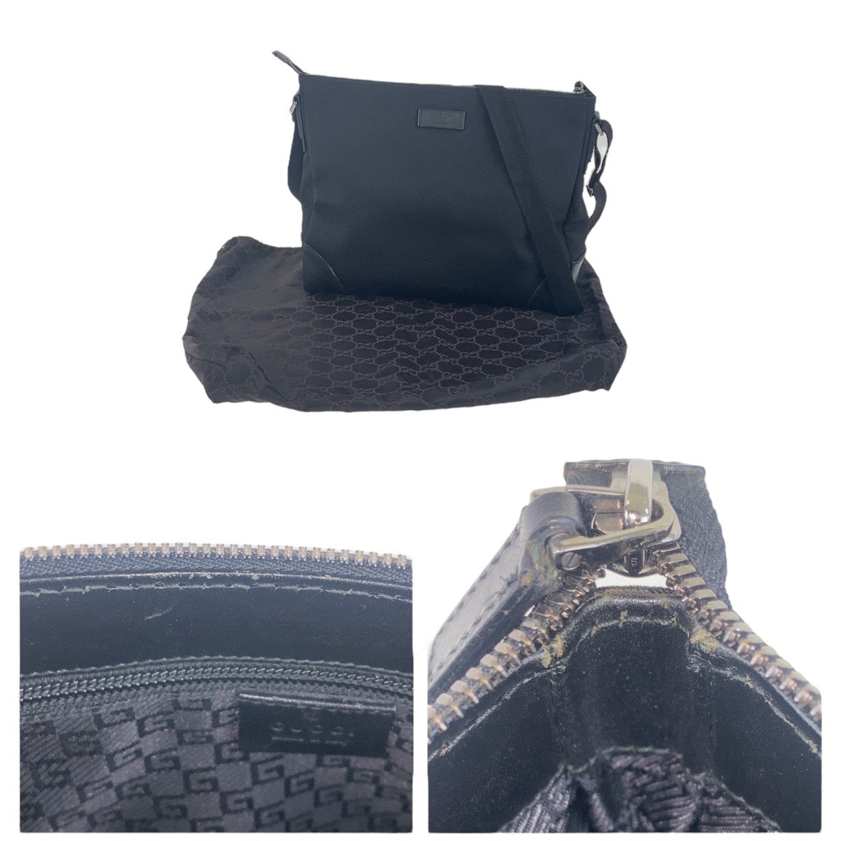 GUCCI Shoulder Bag 110054 Nylon, Leather black Crossbody Shoulder Bag Messenger Bag mens Used Authentic