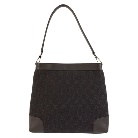 GUCCI Shoulder Bag 143745 GG canvas, leather Brown Silver Metal Women Used Authentic