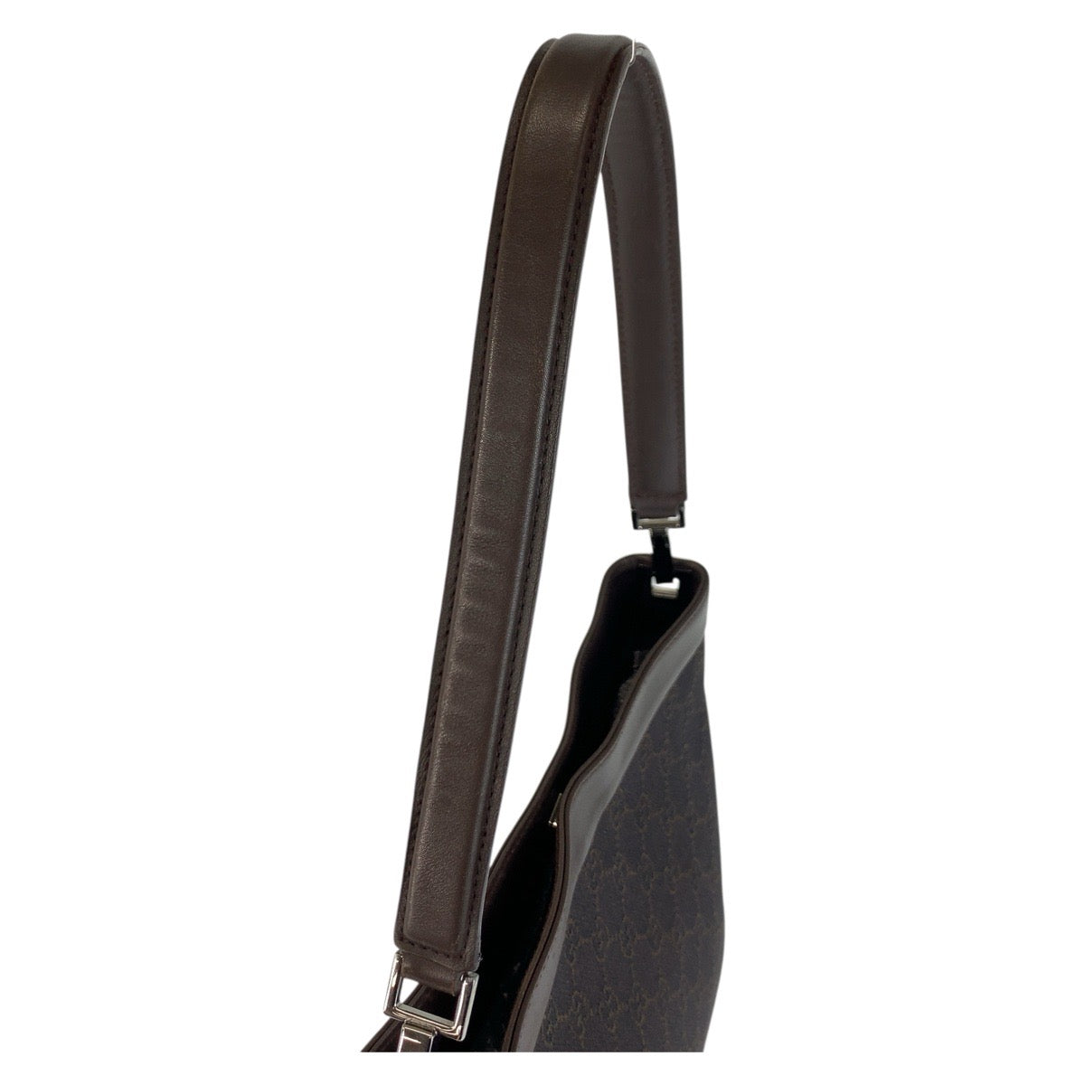 GUCCI Shoulder Bag 143745 GG canvas, leather Brown Silver Metal Women Used Authentic