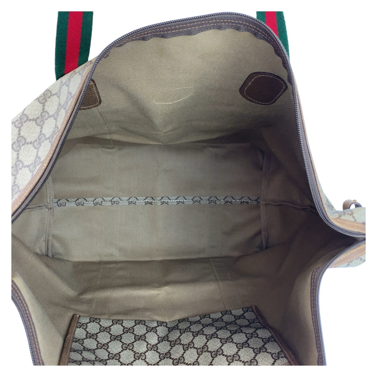 GUCCI Tote Bag 89 19 012 GG Supreme canvas, leather Brown beige Tote Bag Shoulder Bag Sherry Line Old Gucci Women Used Authentic