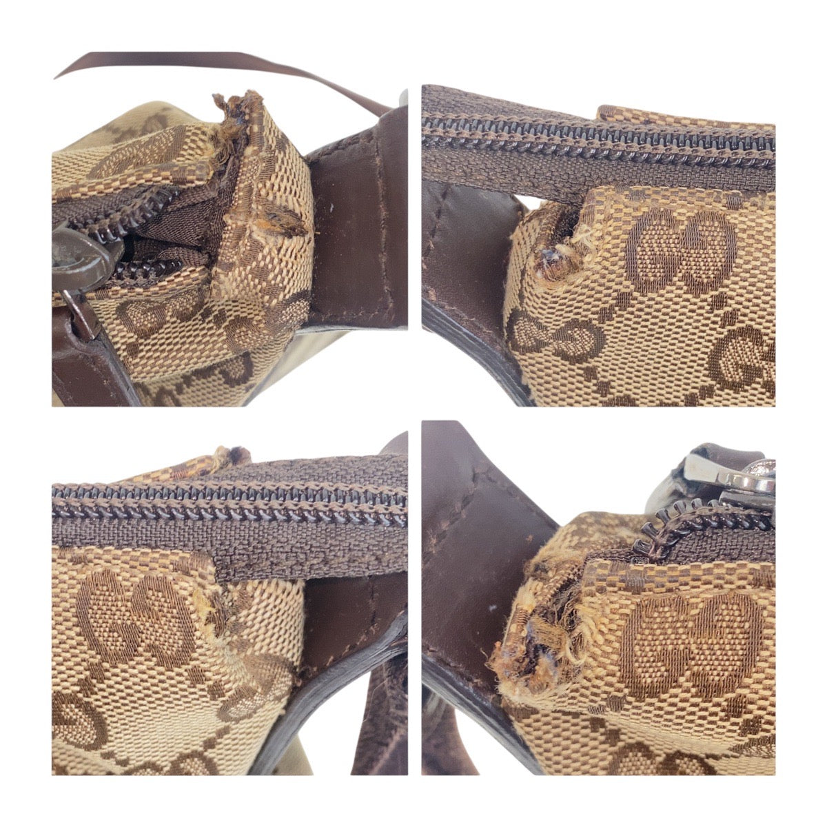 GUCCI Shoulder Bag 145857 GG canvas, leather Beige Brown SilverMetal Crossbody Shoulder Bag Women Used Authentic