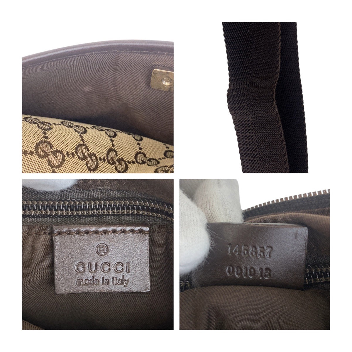 GUCCI Shoulder Bag 145857 GG canvas, leather Beige Brown SilverMetal Crossbody Shoulder Bag Women Used Authentic