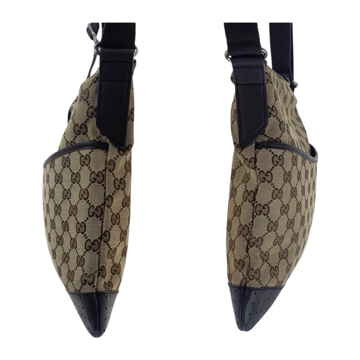 GUCCI Shoulder Bag 145857 GG canvas, leather Beige Brown SilverMetal Crossbody Shoulder Bag Women Used Authentic