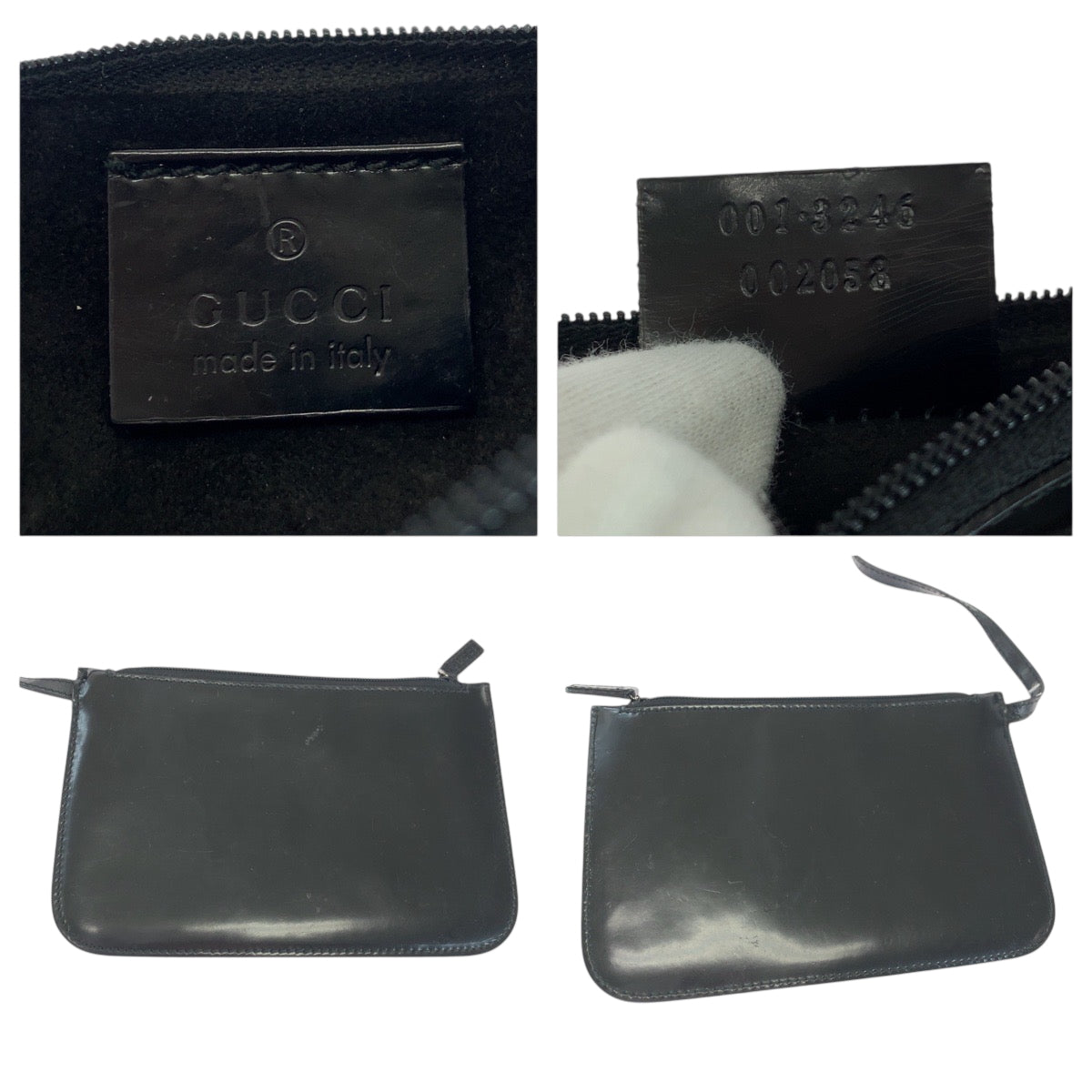 GUCCI Shoulder Bag 001 3246 Patent leather Black SilverMetal Shoulder Bag Shoulder Bag Sherry line Women Used Authentic