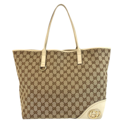 GUCCI Tote Bag 169945 GG canvas, leather beige Abby Newbritt Women Used Authentic