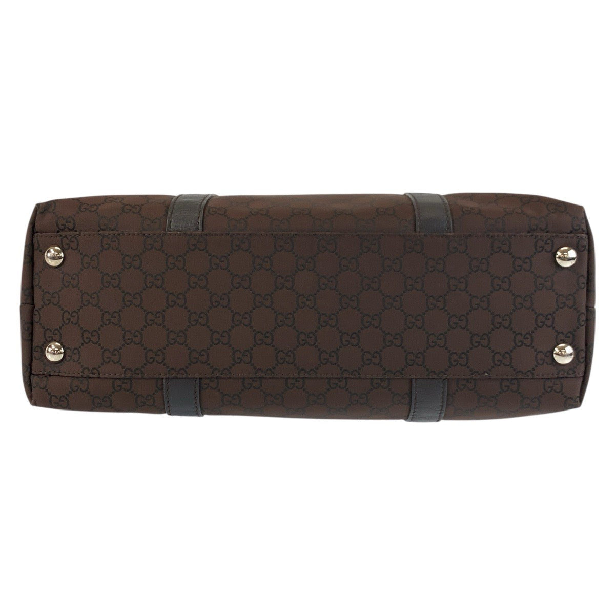 GUCCI Tote Bag 257304 Nylon, Leather Brown Silver Metal Tote Bag Shoulder Bag GG pattern Women Used Authentic