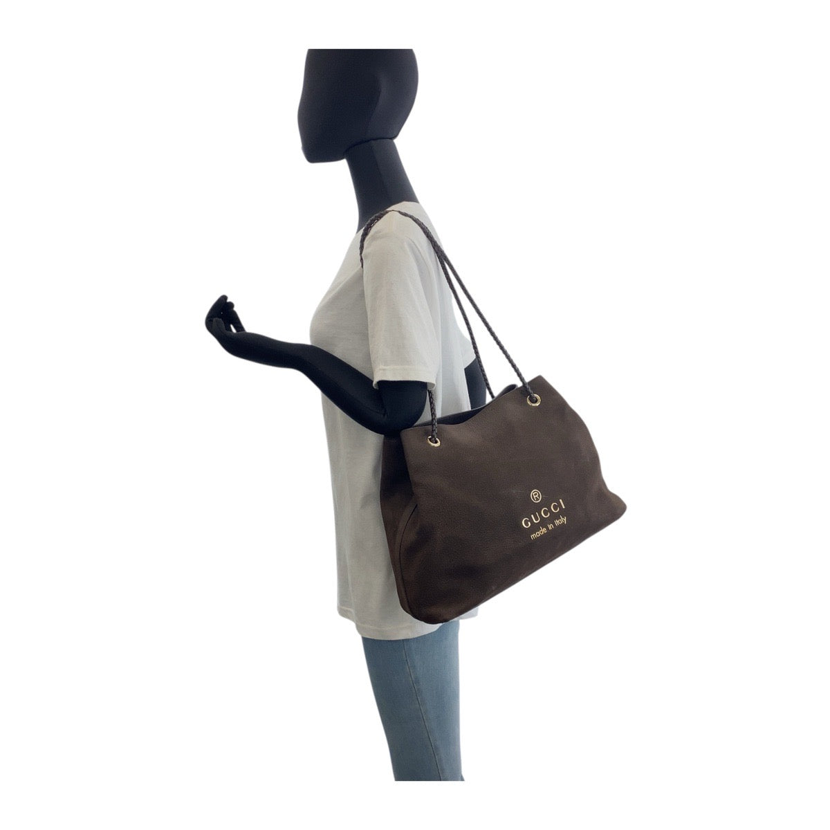 GUCCI Shoulder Bag 419689 Nubuck Brown Gold Metal Shoulder Bag Tote Bag Women Used Authentic
