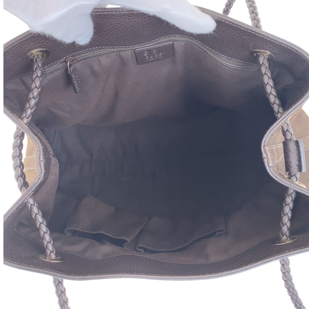 GUCCI Shoulder Bag 419689 Nubuck Brown Gold Metal Shoulder Bag Tote Bag Women Used Authentic