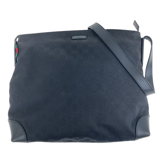 GUCCI Shoulder Bag 308930 GG canvas, leather black Crossbody Shoulder Bag Unisex Sherry line Women Used Authentic