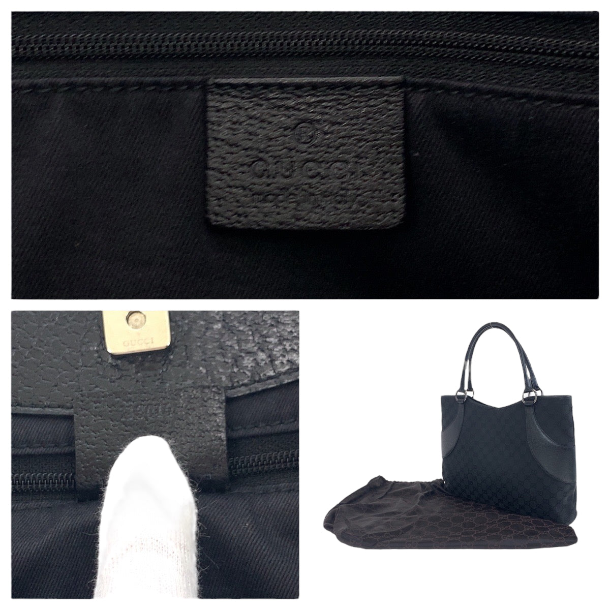 GUCCI Tote Bag 113016 GG canvas black Tote Bag Shoulder Bag Women Used Authentic