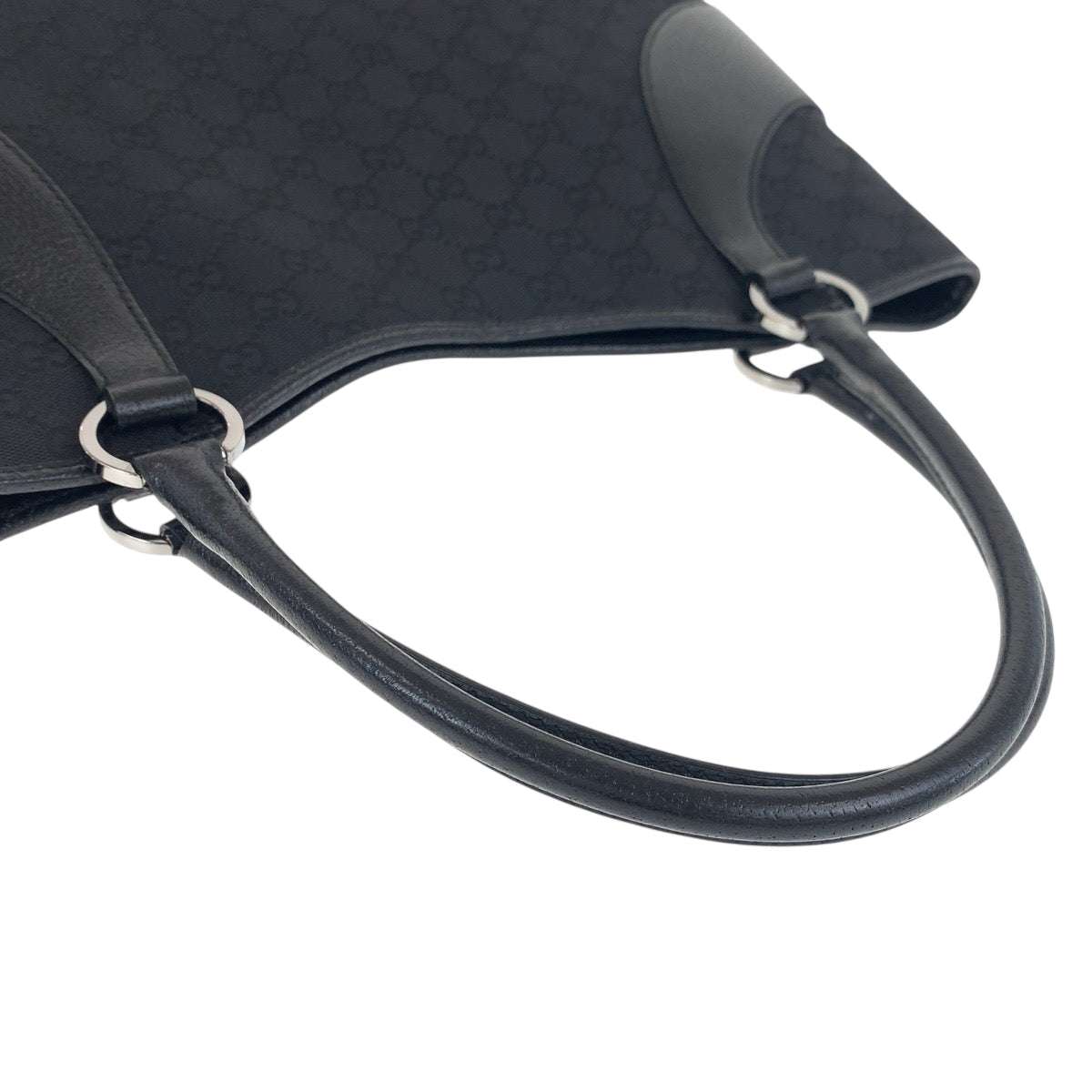 GUCCI Tote Bag 113016 GG canvas black Tote Bag Shoulder Bag Women Used Authentic