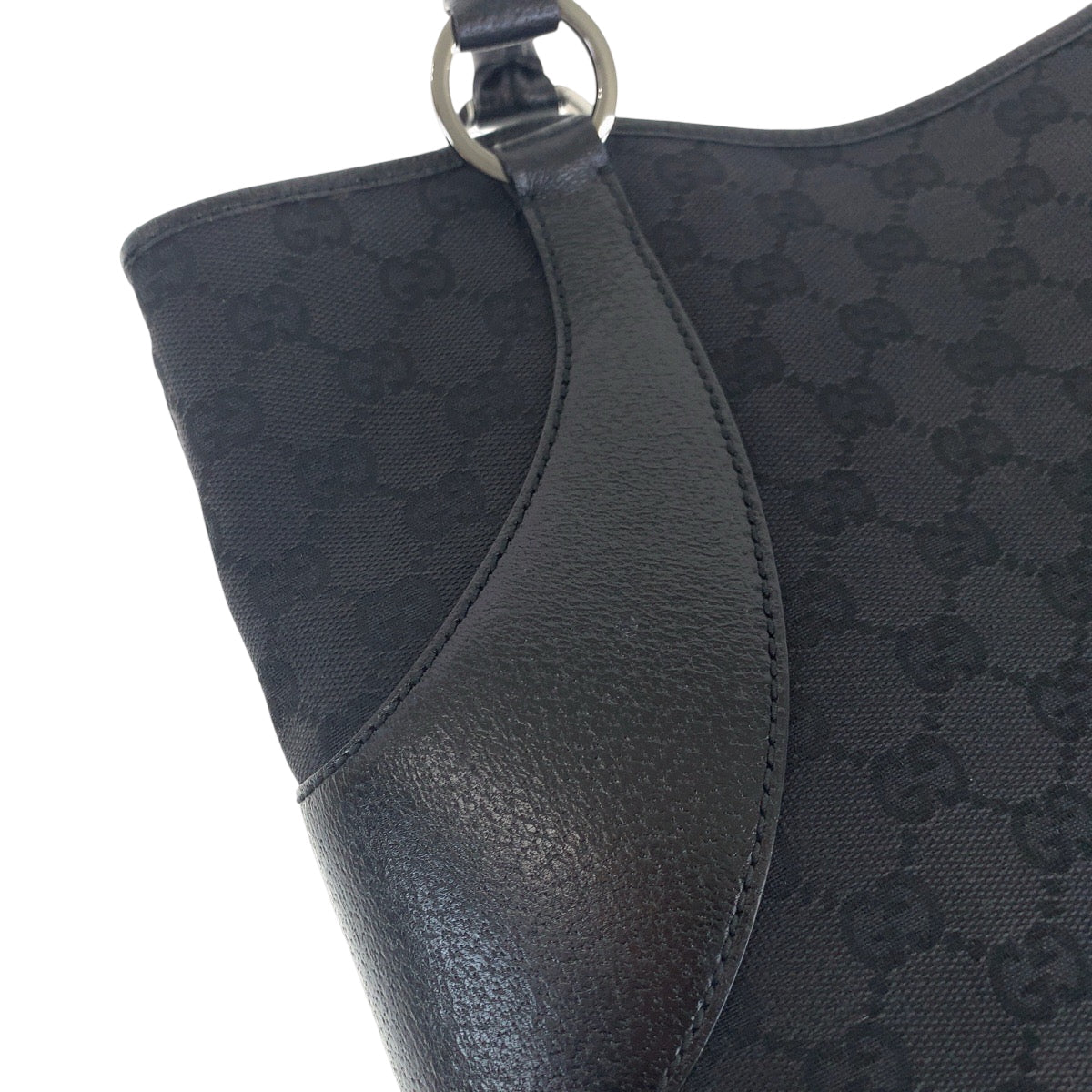 GUCCI Tote Bag 113016 GG canvas black Tote Bag Shoulder Bag Women Used Authentic