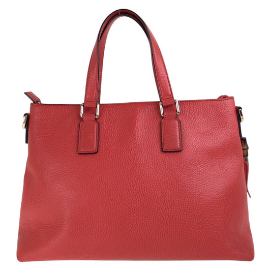 GUCCI Tote Bag 365346 leather Red Gold Metal Tote Bag Shoulder Bag 2way Bamboo Tassel Women Used Authentic
