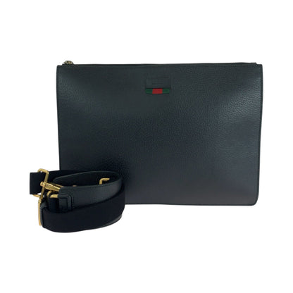 GUCCI Shoulder Bag 450976 leather Black GoldMetal Shoulder Bag Clutch bag 2way Sherry line mens Used Authentic