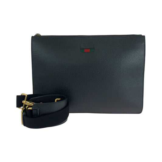 GUCCI Shoulder Bag 450976 leather Black GoldMetal Shoulder Bag Clutch bag 2way Sherry line mens Used Authentic