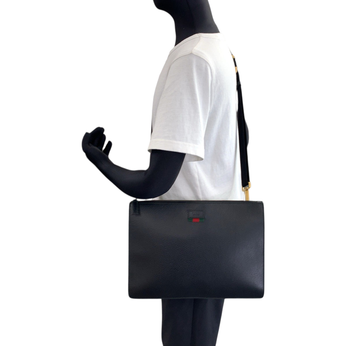 GUCCI Shoulder Bag 450976 leather Black GoldMetal Shoulder Bag Clutch bag 2way Sherry line mens Used Authentic