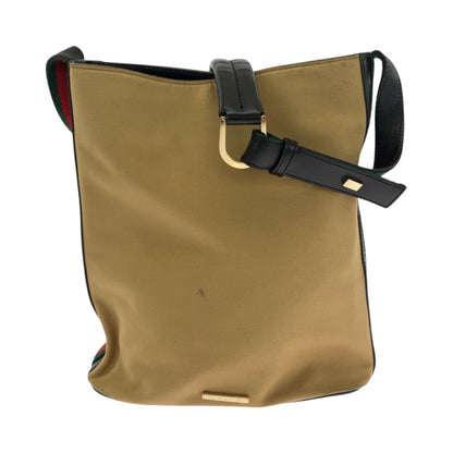GUCCI Shoulder Bag 001 4286 canvas Camel Brown Gold Metal Shoulder Bag Shoulder Bag Sherry line Women Used Authentic