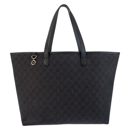 GUCCI Tote Bag 211525 GG canvas, leather black Tote Bag Shoulder Bag Interlocking Women Used Authentic