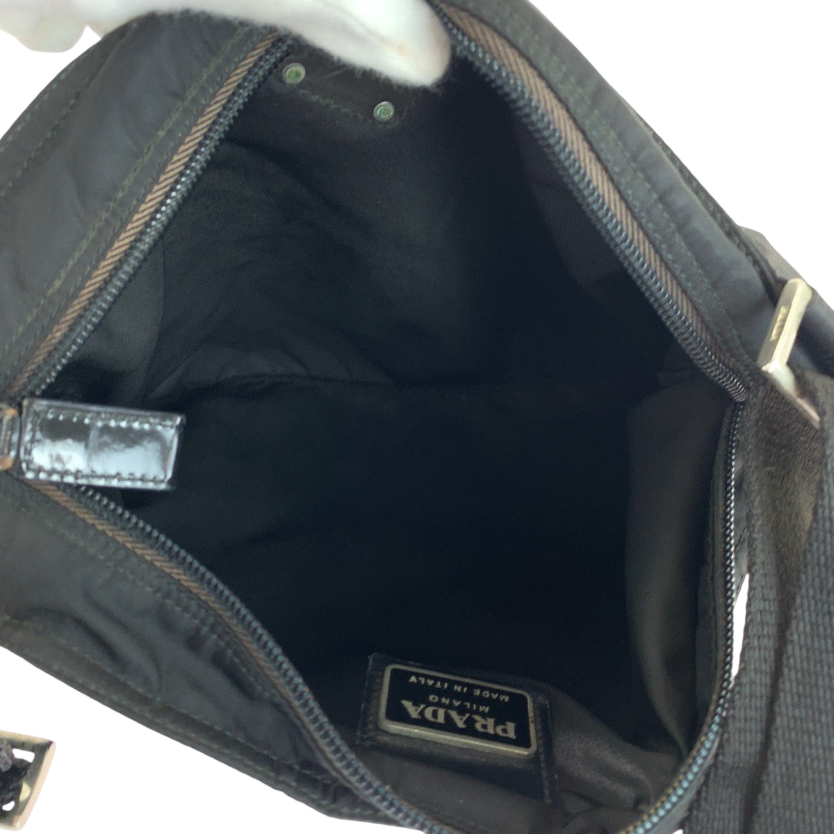 PRADA Shoulder Bag Nylon Black SilverMetal Shoulder Bag Sacoche Test Triangle With logo Women Used Authentic